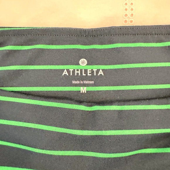 Athleta - 2 pr Chaturanga leggings M - black/grey and navy/green stripes. Lk new - Picture 4 of 7